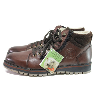 Кафяви мъжки боти, естествена кожа - ежедневни обувки за есента и зимата N 100014850