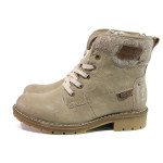 Бежови дамски боти, здрава еко-кожа - ежедневни обувки за есента и зимата N 100014851