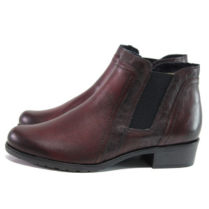 Винени дамски боти, естествена кожа - ежедневни обувки за есента и зимата N 100014861