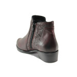 Винени дамски боти, естествена кожа - ежедневни обувки за есента и зимата N 100014861