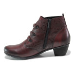 Винени дамски боти, естествена кожа - ежедневни обувки за есента и зимата N 100014878