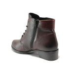 Винени дамски боти, естествена кожа - ежедневни обувки за есента и зимата N 100014879