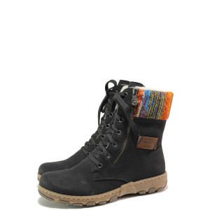 Черни дамски боти, здрава еко-кожа - ежедневни обувки за есента и зимата N 100014881