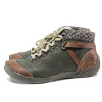 Зелени дамски боти, здрава еко-кожа - ежедневни обувки за есента и зимата N 100014899