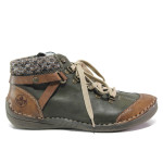 Зелени дамски боти, здрава еко-кожа - ежедневни обувки за есента и зимата N 100014899