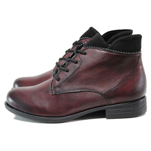 Винени дамски боти, естествена кожа - ежедневни обувки за есента и зимата N 100014923