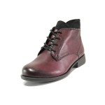 Винени дамски боти, естествена кожа - ежедневни обувки за есента и зимата N 100014923