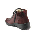 Винени дамски боти, естествена кожа - ежедневни обувки за есента и зимата N 100014935