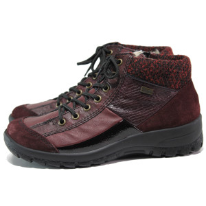 Винени дамски боти, естествена кожа - ежедневни обувки за есента и зимата N 100014935