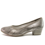 Сиви дамски обувки със среден ток, еко-кожа с крокодилска шарка - всекидневни обувки за пролетта и лятото N 100014977