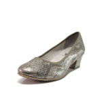 Сиви дамски обувки със среден ток, еко-кожа с крокодилска шарка - всекидневни обувки за пролетта и лятото N 100014977