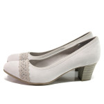 Сиви дамски обувки със среден ток, текстилна материя - ежедневни обувки за пролетта и лятото N 100014983