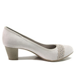 Сиви дамски обувки със среден ток, текстилна материя - ежедневни обувки за пролетта и лятото N 100014983