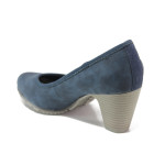 Тъмносини дамски обувки със среден ток, здрава еко-кожа - всекидневни обувки за пролетта и лятото N 100015060