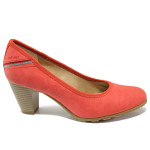 Червени дамски обувки със среден ток, здрава еко-кожа - всекидневни обувки за пролетта и лятото N 100015059