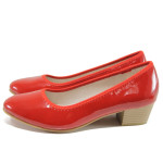 Червени дамски обувки със среден ток, лачена еко кожа - всекидневни обувки за пролетта и лятото N 100015056