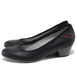 Черни дамски обувки със среден ток, здрава еко-кожа - всекидневни обувки за пролетта и лятото N 100015061