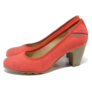 Червени дамски обувки със среден ток, здрава еко-кожа - всекидневни обувки за пролетта и лятото N 100015059