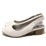 Бели дамски обувки със среден ток, здрава еко-кожа - всекидневни обувки за пролетта и лятото N 100015070