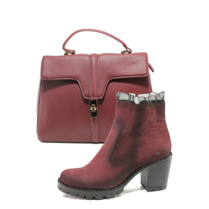 Винен комплект обувки и чанта - удобство и стил за есента и зимата N 100014938 Винен комплект обувки и чанта - удобство и стил за есента и зимата N 100014938