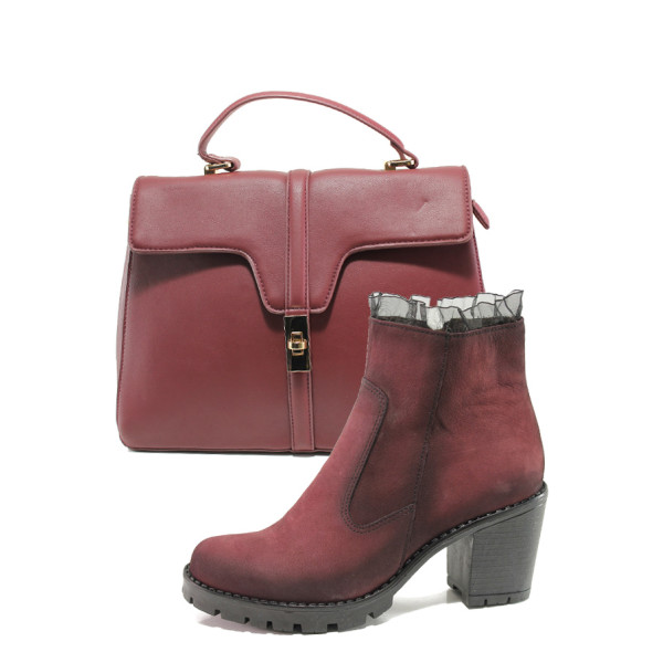 Винен комплект обувки и чанта - удобство и стил за есента и зимата N 100014938