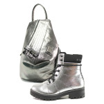 Сребрист комплект обувки и чанта - удобство и стил за есента и зимата N 100014943