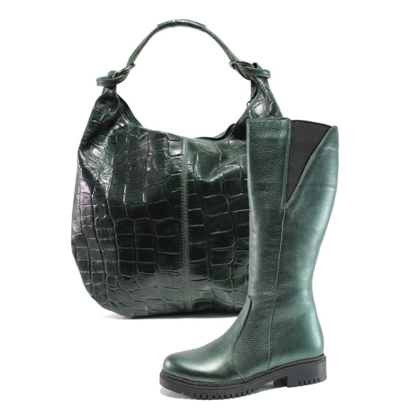Зелен комплект обувки и чанта - удобство и стил за есента и зимата N 100014950