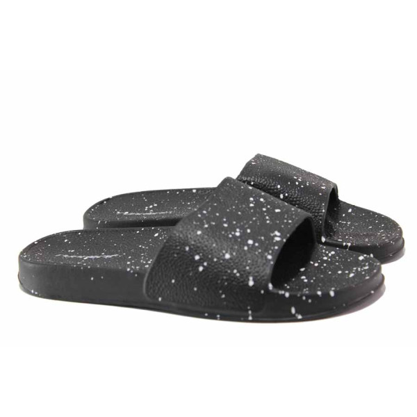 Черни дамски чехли, pvc материя - ежедневни обувки за пролетта и лятото N 100015700