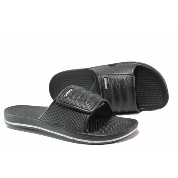 Черни мъжки чехли, pvc материя - ежедневни обувки за пролетта и лятото N 100015692