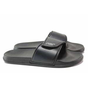 Черни джапанки, еко-кожа и текстилна материя - ежедневни обувки за пролетта и лятото N 100015989