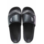 Черни джапанки, еко-кожа и текстилна материя - ежедневни обувки за пролетта и лятото N 100015989