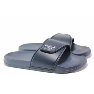 Тъмносини джапанки, еко-кожа и текстилна материя - ежедневни обувки за пролетта и лятото N 100015990