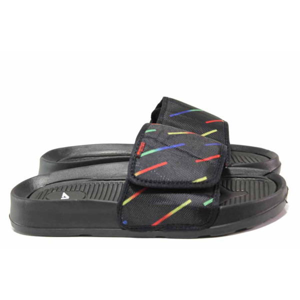 Черни джапанки, текстилна материя - ежедневни обувки за пролетта и лятото N 100015996