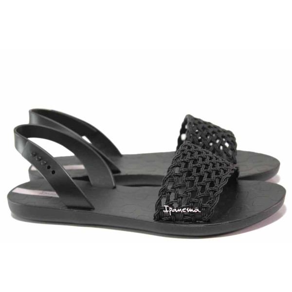 Черни дамски сандали, pvc материя - ежедневни обувки за пролетта и лятото N 100016031