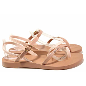 Бежови анатомични дамски сандали, pvc материя - ежедневни обувки за пролетта и лятото N 100016036