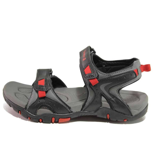 Черни юношески сандали, здрава еко-кожа - спортни обувки за пролетта и лятото N 100016690