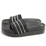 Черни дамски чехли, текстилна материя - всекидневни обувки за пролетта и лятото N 100016691