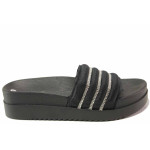 Черни дамски чехли, текстилна материя - всекидневни обувки за пролетта и лятото N 100016691