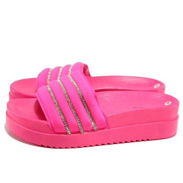 Розови анатомични дамски чехли, текстилна материя - всекидневни обувки за пролетта и лятото N 100016693