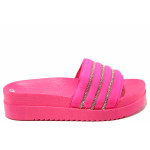 Розови анатомични дамски чехли, текстилна материя - всекидневни обувки за пролетта и лятото N 100016693