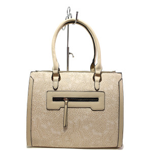 Бежова дамска чанта, здрава еко-кожа - удобство и стил за вашето ежедневие N 100015126