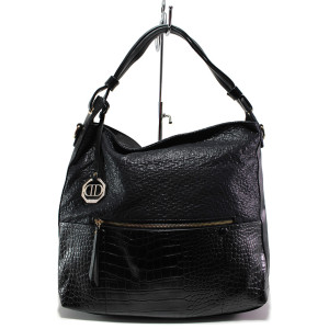 Черна дамска чанта, здрава еко-кожа - удобство и стил за вашето ежедневие N 100015144