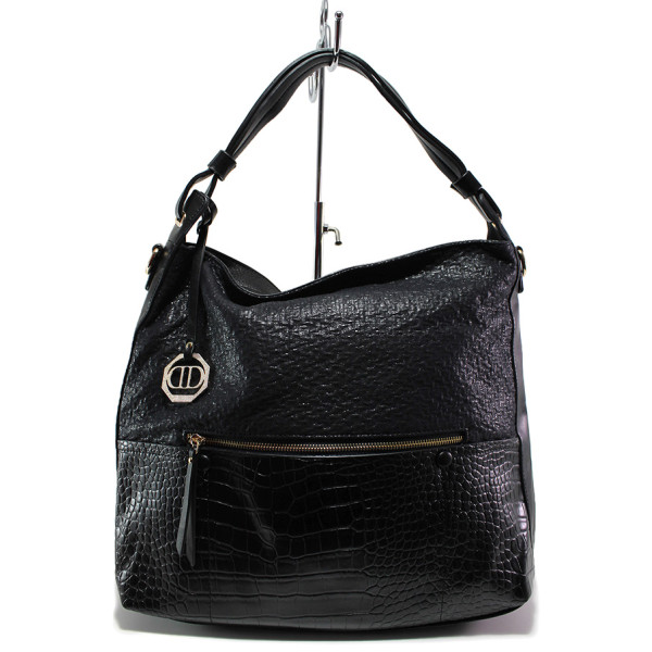 Черна дамска чанта, здрава еко-кожа - удобство и стил за вашето ежедневие N 100015144