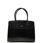 Черна дамска чанта, еко-кожа с крокодилска шарка - елегантен стил за вашето ежедневие N 100015127