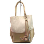 Бежова дамска чанта, здрава еко-кожа - удобство и стил за вашето ежедневие N 100016586