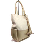 Бежова дамска чанта, здрава еко-кожа - удобство и стил за вашето ежедневие N 100016586
