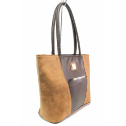 Кафява дамска чанта, здрава еко-кожа - удобство и стил за вашето ежедневие N 100017486