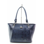 Синя дамска чанта, еко-кожа с крокодилска шарка - удобство и стил за вашето ежедневие N 100017490