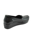 Черни дамски обувки с платформа, естествена кожа с крокодилска шарка - ежедневни обувки за есента и зимата N 100016940