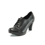 Черни дамски обувки с висок ток, естествена кожа - ежедневни обувки за пролетта и лятото N 100016085
